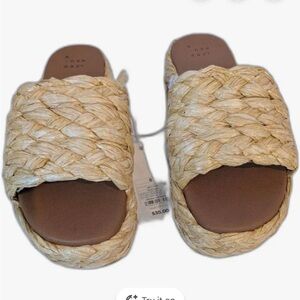 A New Day Women's Casey Braided Raffia Slide Sandals - Tan